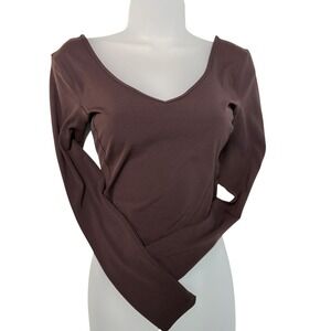 Lululemon Align size 4 V-Neck Long Sleeve Shirt Brown Excellent RN 106259